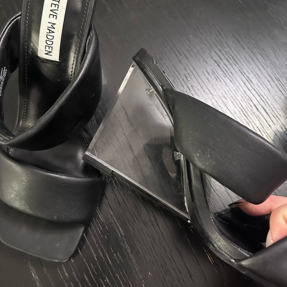 Steve Madden Black Clear Block Heels